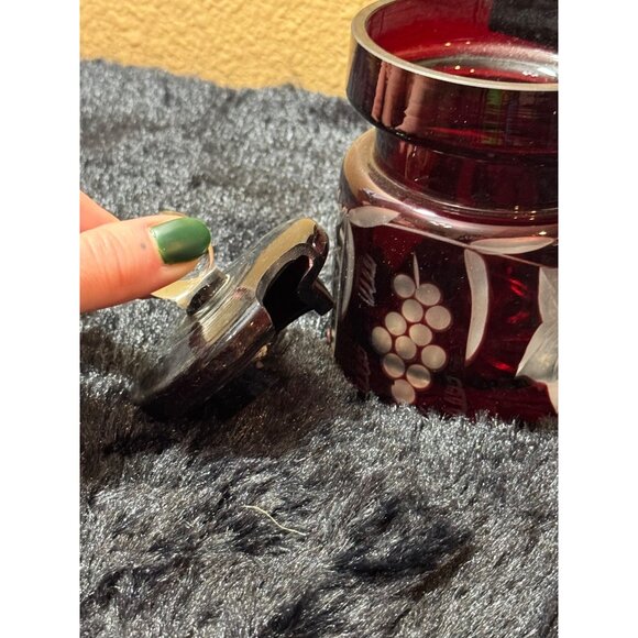 Crystal Legend By Godinger Ruby Red Cut Glass Jam Jar With Lid Made In Romania - Picture 5 of 9